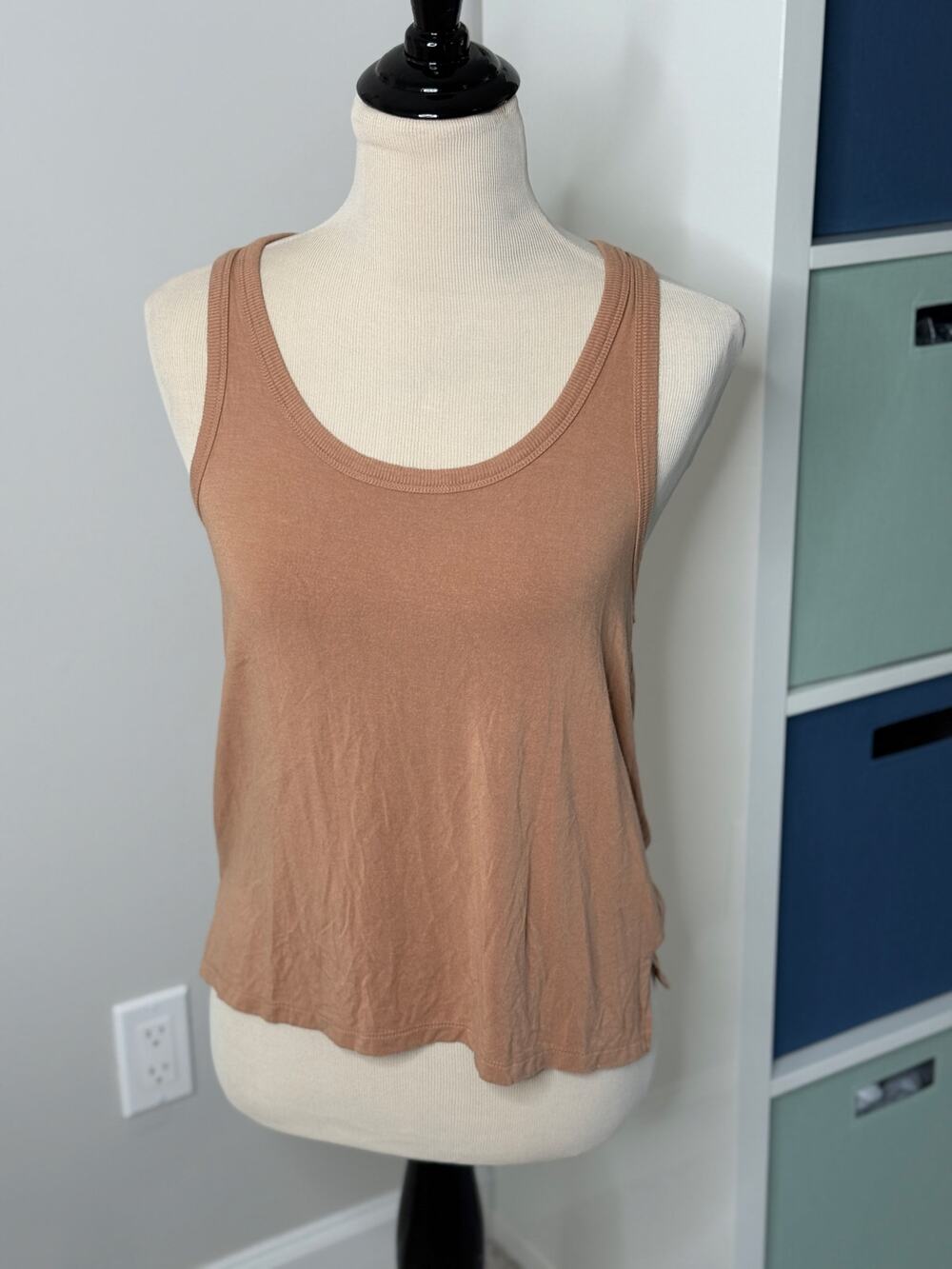 American Eagle Aerie Tan Brown Neutral Cozy Soft Tank Top Sleeveless Shirt Small